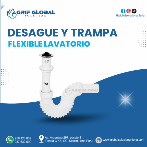 DESAGUE Y TRAMPA FLEXIBLE PARA LAVATORIO