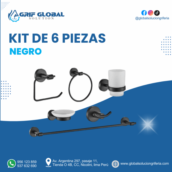 KIT DE 6 PIEZAS NEGRO