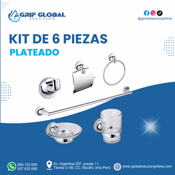 KIT DE 6 PIEZAS CROMADO