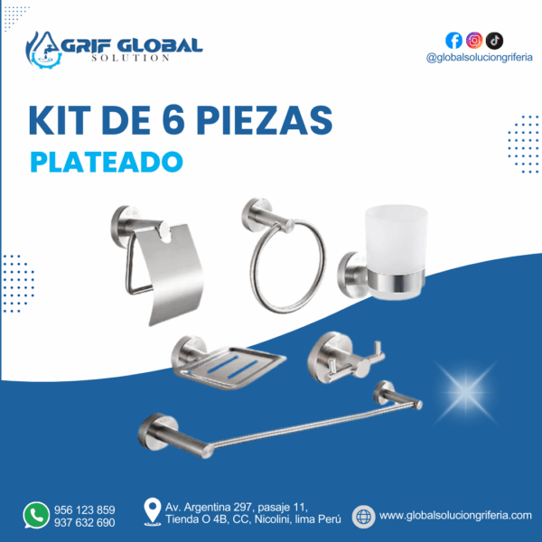 KIT DE 6 PIEZAS SATINADO